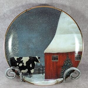Vintage Barnyard Christmas Cow Collector Plate Limited Edition The Franklin Mint